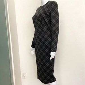 Saks Fifth Avenue Plaid Midi Zip Dress, Size 4